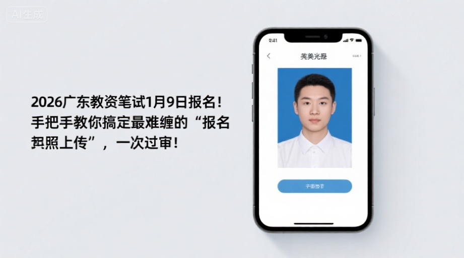 2026广东教资笔试1月9日报名！手把手教你搞定最难缠的‘报名照上传’，一次过审！相关示意图1