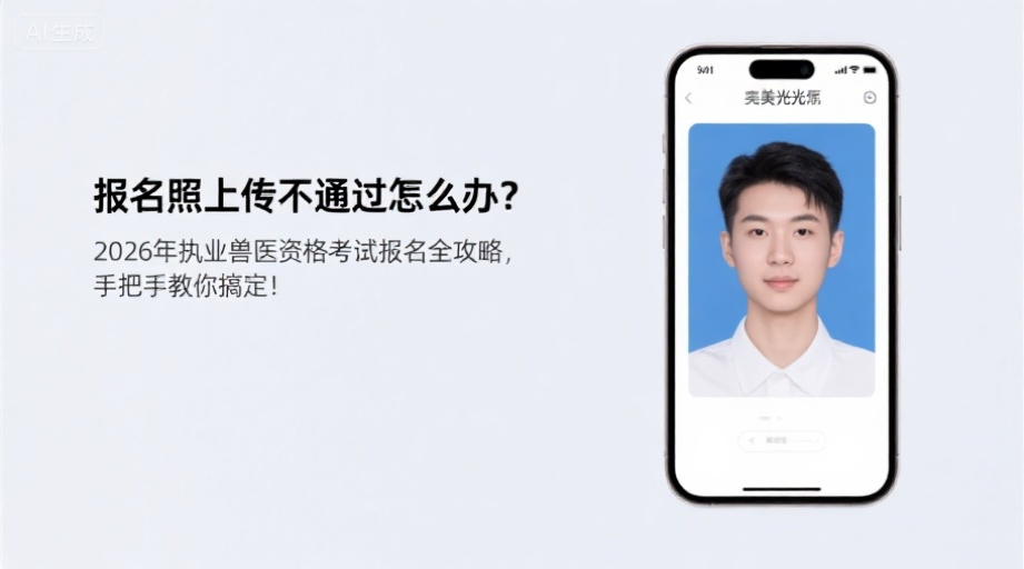 报名照上传不通过怎么办？2026年执业兽医资格考试报名全攻略，手把手教你搞定！相关示意图1