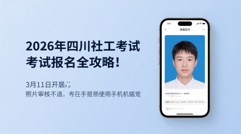 2026年四川社工考试报名全攻略！3月11日开启，照片审核不过？手把手教你用手机搞定相关示意图1