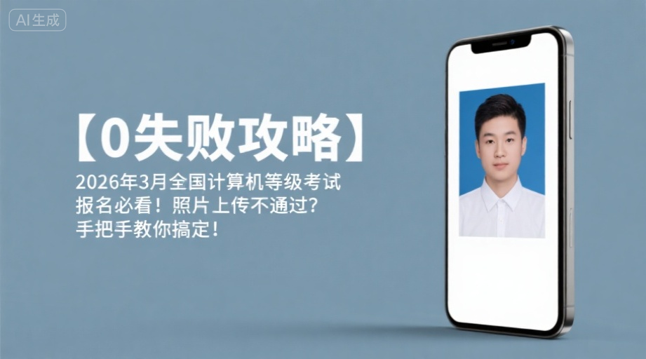 【0失败攻略】2026年3月全国计算机等级考试报名必看！照片上传不通过？手把手教你搞定！相关示意图1