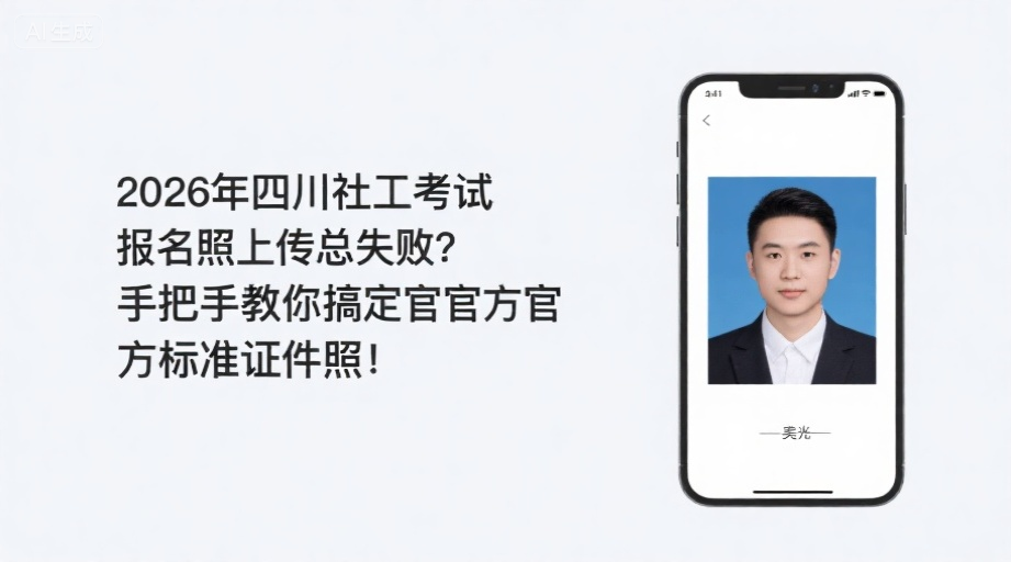 2026年四川社工考试报名照上传总失败？手把手教你搞定官方标准证件照！相关示意图1