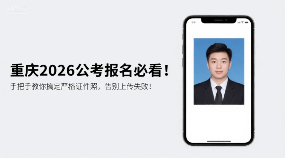 重庆2026公考报名必看！手把手教你搞定严格证件照，告别上传失败！相关示意图1