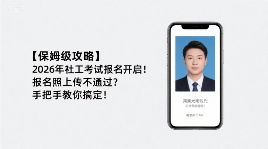 【保姆级攻略】2026年社工考试报名开启！报名照上传不通过？手把手教你搞定！相关示意图1