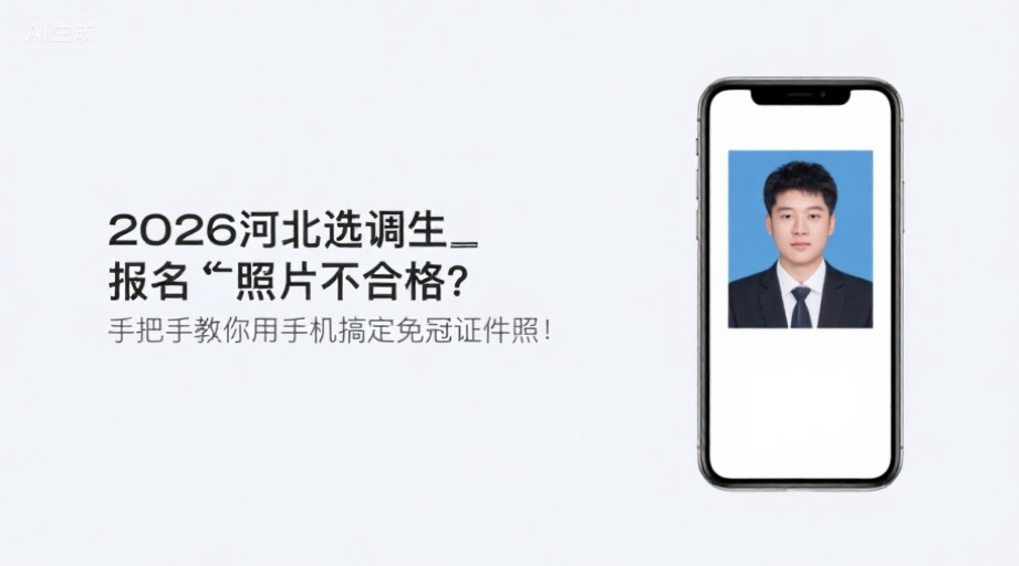 2026河北选调生报名｜照片不合格？手把手教你用手机搞定免冠证件照！相关示意图1