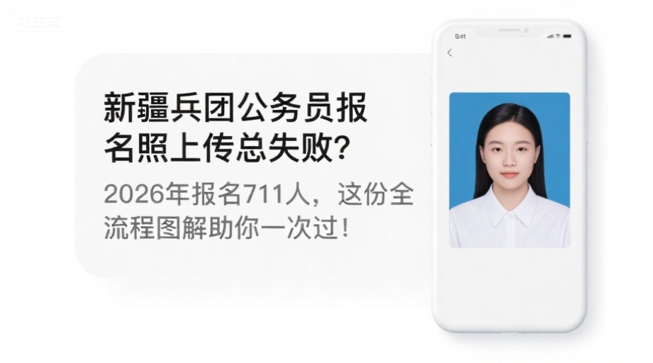 新疆兵团公务员报名照上传总失败？2026年报名711人，这份全流程图解助你一次过！相关示意图1