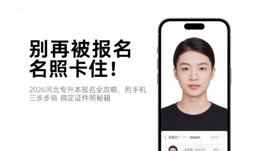 别再被报名照卡住！2026河北专升本报名全攻略，附手机三步搞定证件照秘籍相关示意图1