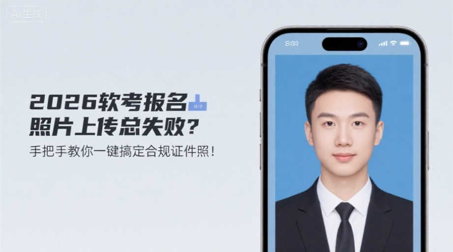 2026软考报名照片上传总失败？手把手教你一键搞定合规证件照！相关示意图1