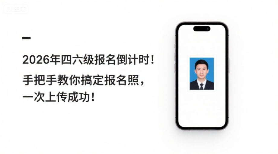 2026年四六级报名倒计时！手把手教你搞定报名照，一次上传成功！相关示意图1