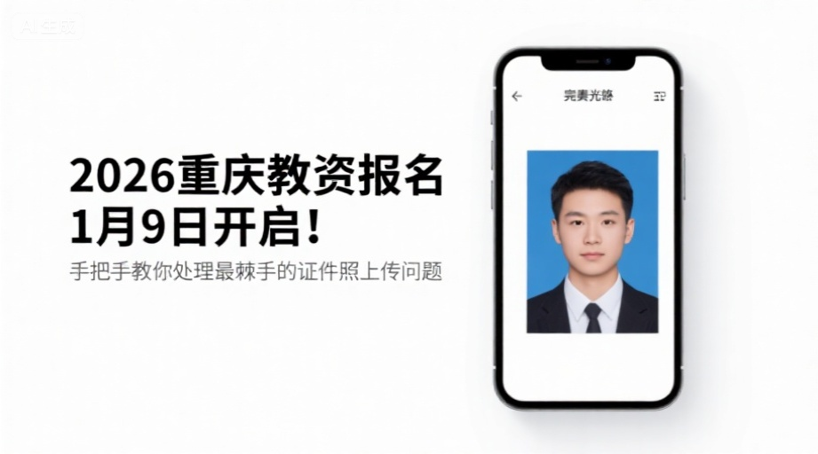 2026重庆教资报名1月9日开启！手把手教你处理最棘手的证件照上传问题相关示意图1