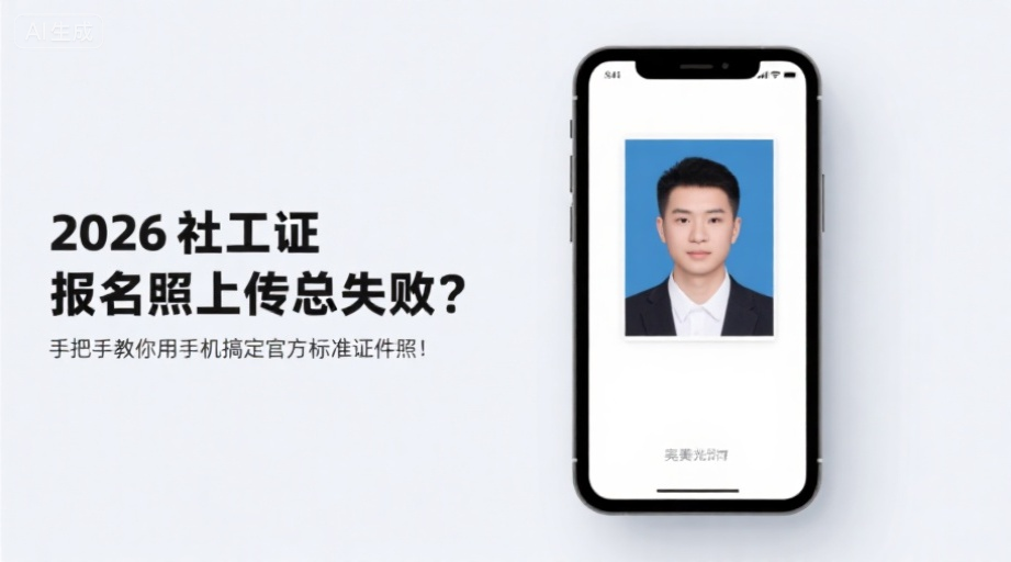2026社工证报名照上传总失败？手把手教你用手机搞定官方标准证件照！相关示意图1