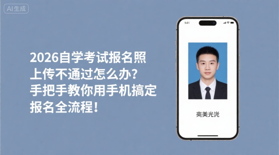 2026自学考试报名照上传不通过怎么办？手把手教你用手机搞定报名全流程！相关示意图1