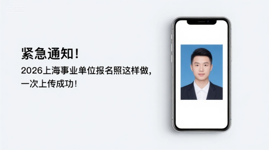 紧急通知！2026上海事业单位报名照这样做，一次上传成功！相关示意图1