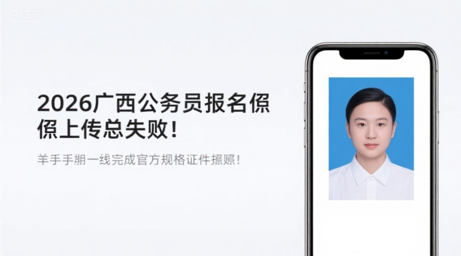 2026广西公务员报名照上传总失败？手把手教你一键搞定官方规格证件照！相关示意图1