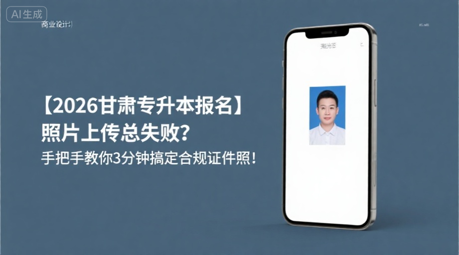 【2026甘肃专升本报名】照片上传总失败？手把手教你3分钟搞定合规证件照！相关示意图1