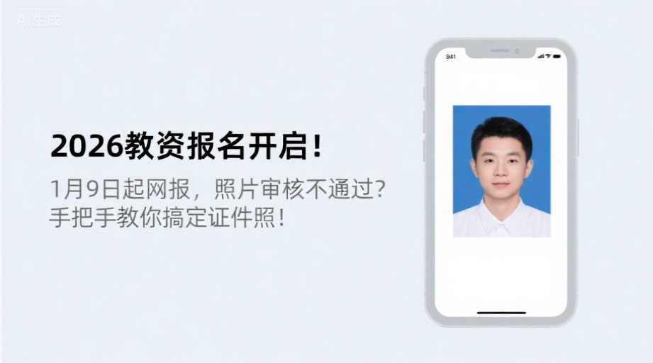 2026教资报名开启！1月9日起网报，照片审核不通过？手把手教你搞定证件照！相关示意图1