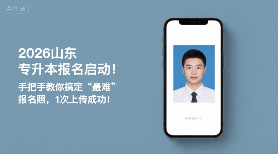 2026山东专升本报名启动！手把手教你搞定‘最难’报名照，1次上传成功！相关示意图1