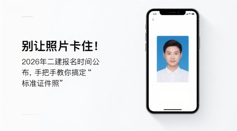 别让照片卡住！2026年二建报名时间公布，手把手教你搞定‘标准证件照’相关示意图1