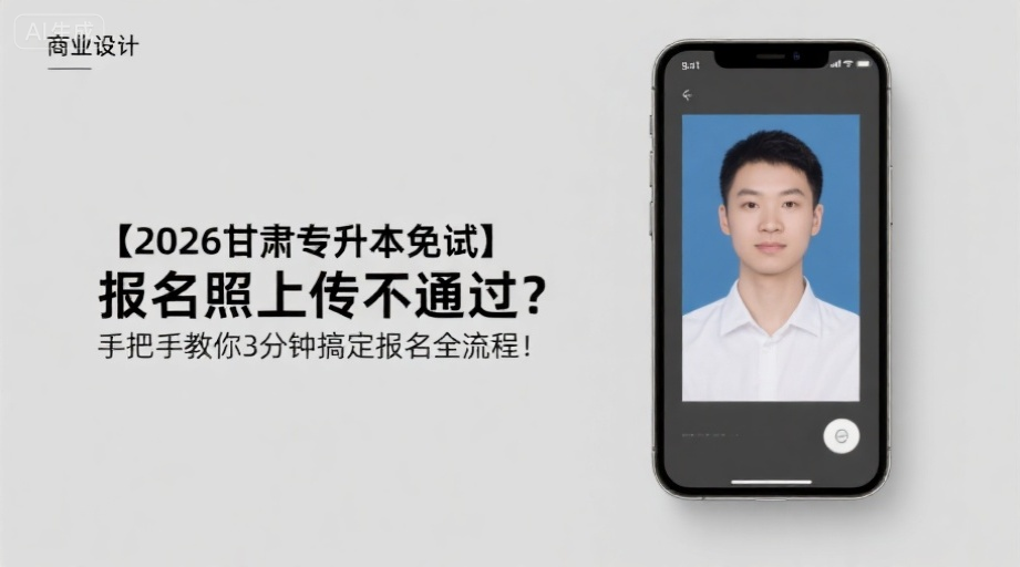 【2026甘肃专升本免试】报名照上传不通过？手把手教你3分钟搞定报名全流程！相关示意图1