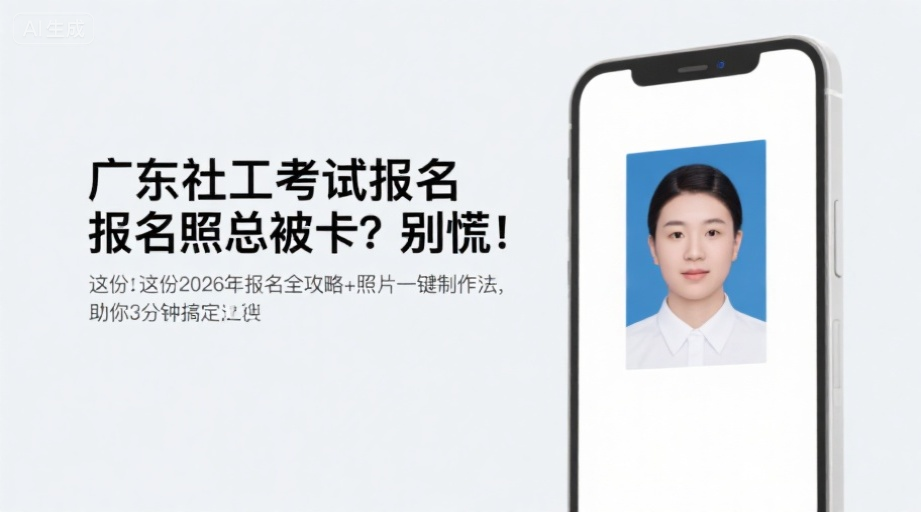 广东社工考试报名照总被卡？别慌！这份2026年报名全攻略+照片一键制作法，助你3分钟搞定！相关示意图1