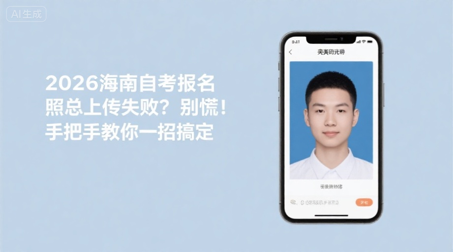 2026海南自考报名照总上传失败？别慌！手把手教你一招搞定相关示意图1