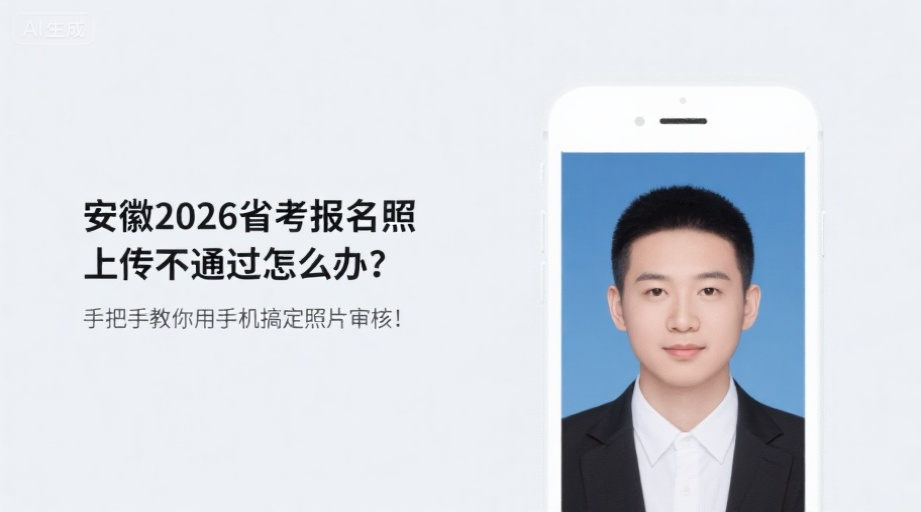 安徽2026省考报名照上传不通过怎么办？手把手教你用手机搞定照片审核！相关示意图1