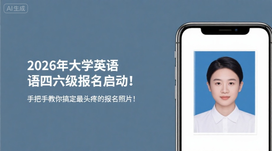 2026年大学英语四六级报名启动！手把手教你搞定最头疼的报名照片！相关示意图1